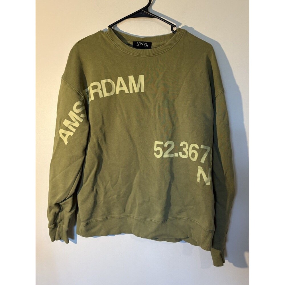 Vinyl Icons “Amsterdam” Sweatshirt, Size Medium, Green 100% Cotton